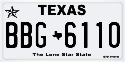 TX license plate BBG6110