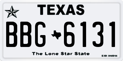 TX license plate BBG6131