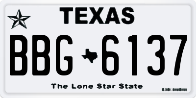 TX license plate BBG6137