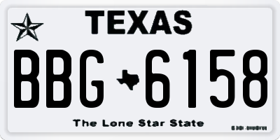 TX license plate BBG6158