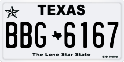 TX license plate BBG6167