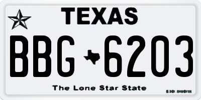 TX license plate BBG6203