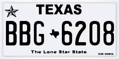 TX license plate BBG6208