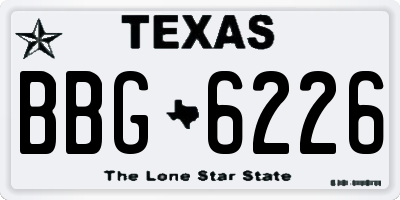 TX license plate BBG6226