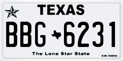 TX license plate BBG6231