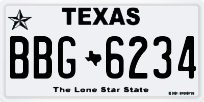 TX license plate BBG6234