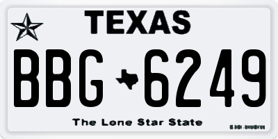 TX license plate BBG6249