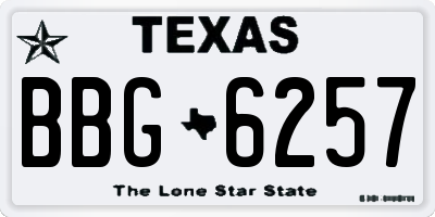 TX license plate BBG6257