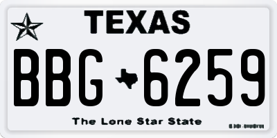 TX license plate BBG6259