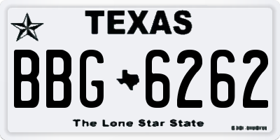 TX license plate BBG6262