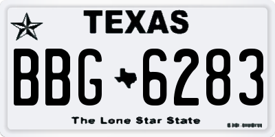 TX license plate BBG6283