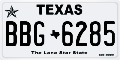 TX license plate BBG6285