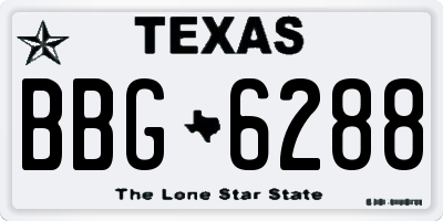 TX license plate BBG6288