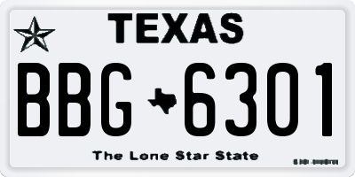 TX license plate BBG6301