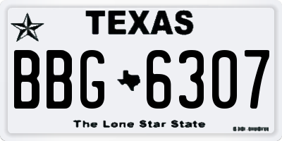 TX license plate BBG6307