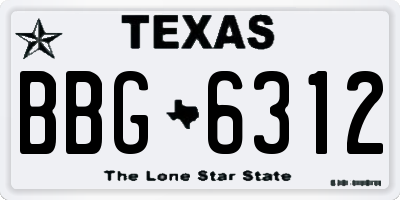 TX license plate BBG6312