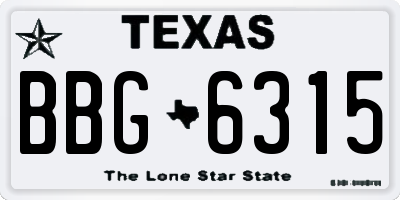 TX license plate BBG6315