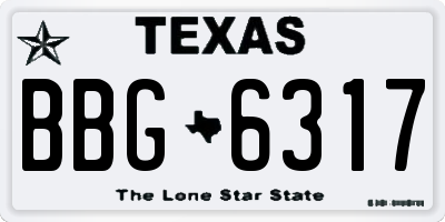 TX license plate BBG6317