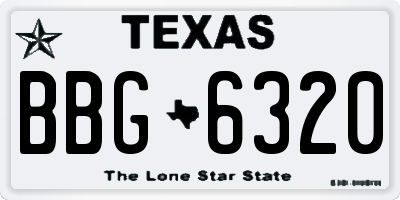 TX license plate BBG6320