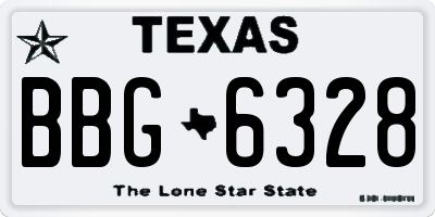 TX license plate BBG6328
