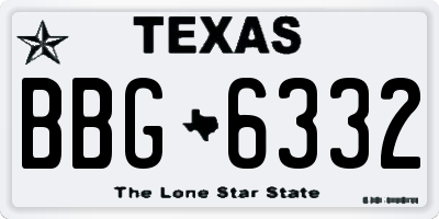 TX license plate BBG6332