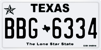 TX license plate BBG6334