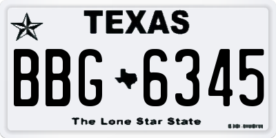 TX license plate BBG6345