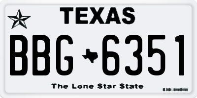 TX license plate BBG6351