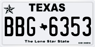 TX license plate BBG6353