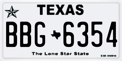 TX license plate BBG6354
