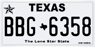 TX license plate BBG6358
