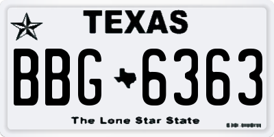 TX license plate BBG6363