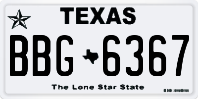 TX license plate BBG6367