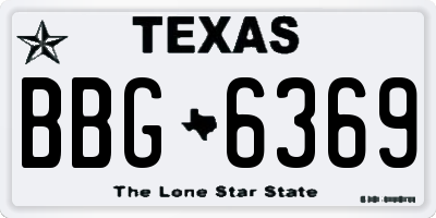 TX license plate BBG6369
