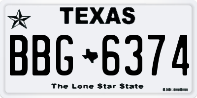 TX license plate BBG6374