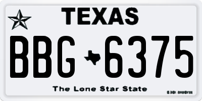 TX license plate BBG6375