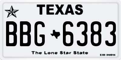 TX license plate BBG6383