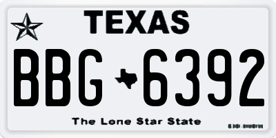 TX license plate BBG6392