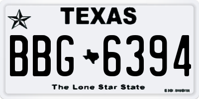 TX license plate BBG6394
