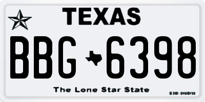 TX license plate BBG6398