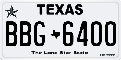 TX license plate BBG6400