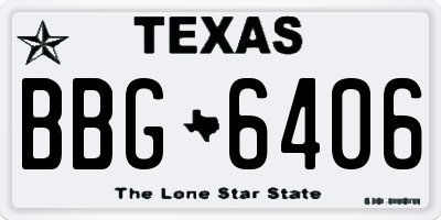 TX license plate BBG6406