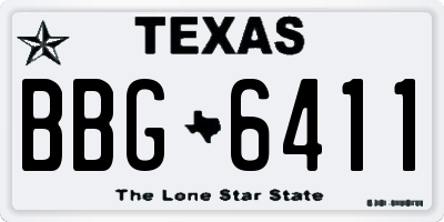 TX license plate BBG6411