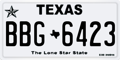 TX license plate BBG6423