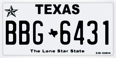 TX license plate BBG6431