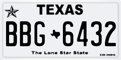 TX license plate BBG6432