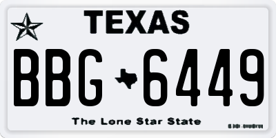 TX license plate BBG6449