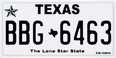TX license plate BBG6463