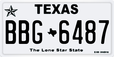 TX license plate BBG6487