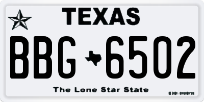 TX license plate BBG6502